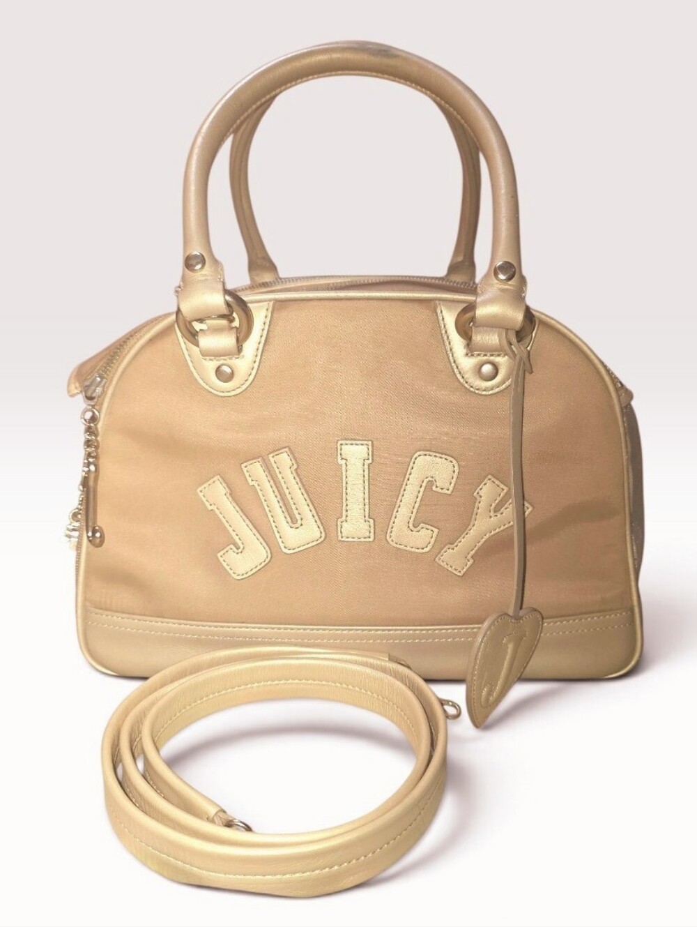 Vintage Juicy Couture Pet Animal Carrier Bag with Crossbody Strap Gold Tan Color - Picture 2 of 14